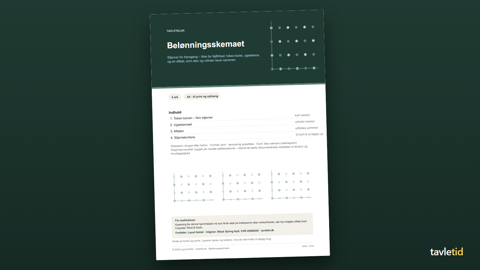 Belønningsskemaet – forsiden af hæftet