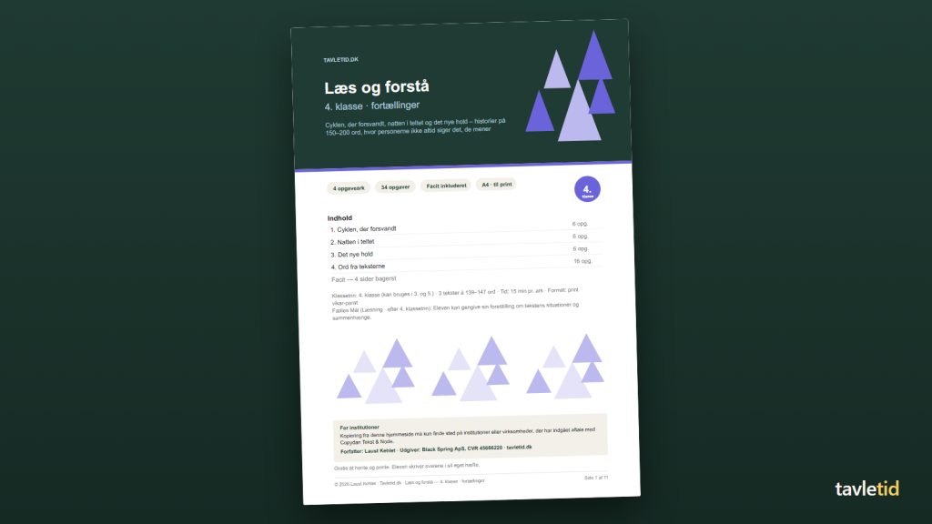 Læs og forstå 4. klasse – fortællinger – forsiden af hæftet (PDF, 11 sider)