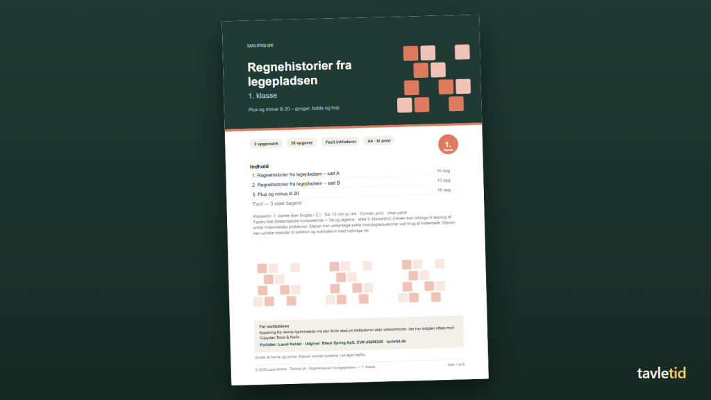 Regnehistorier fra legepladsen – 1. klasse – forsiden af hæftet (PDF, 8 sider)