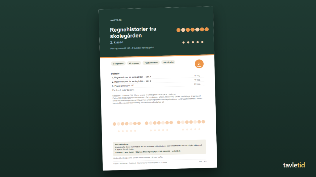 Regnehistorier fra skolegården – 2. klasse – forsiden af hæftet (PDF, 8 sider)