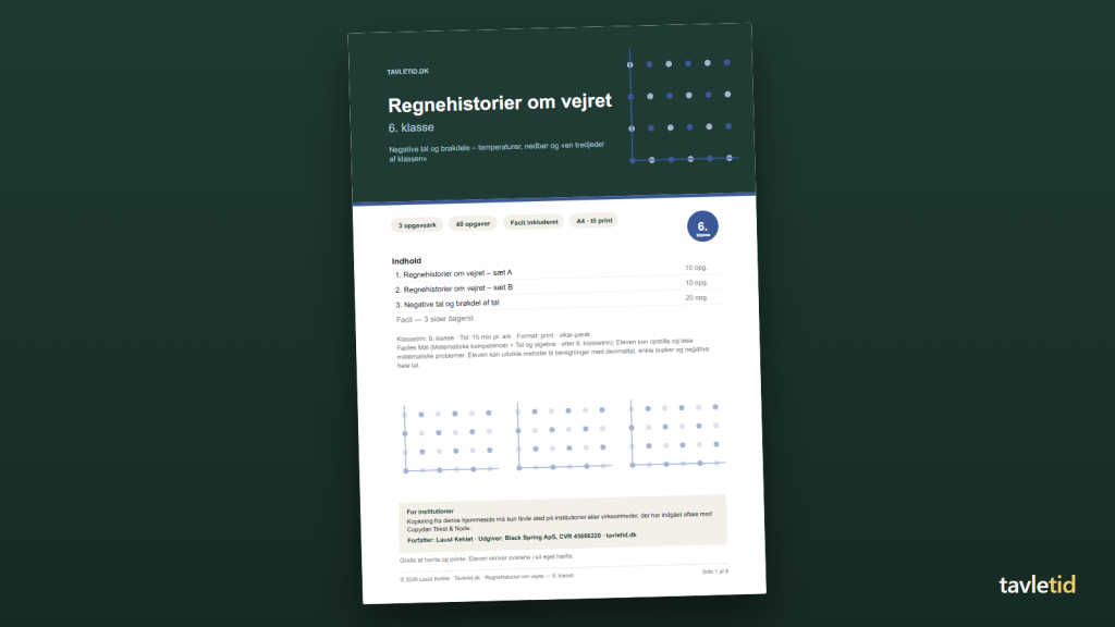 Regnehistorier om vejret – 6. klasse – forsiden af hæftet (PDF, 8 sider)