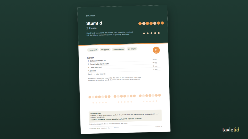 Stumt d 2. klasse – forsiden af hæftet (PDF, 10 sider)