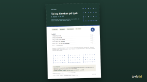 Tal og klokken 6. klasse – tysk fra 0 til 100 – forsiden af hæftet (PDF, 12 sider)